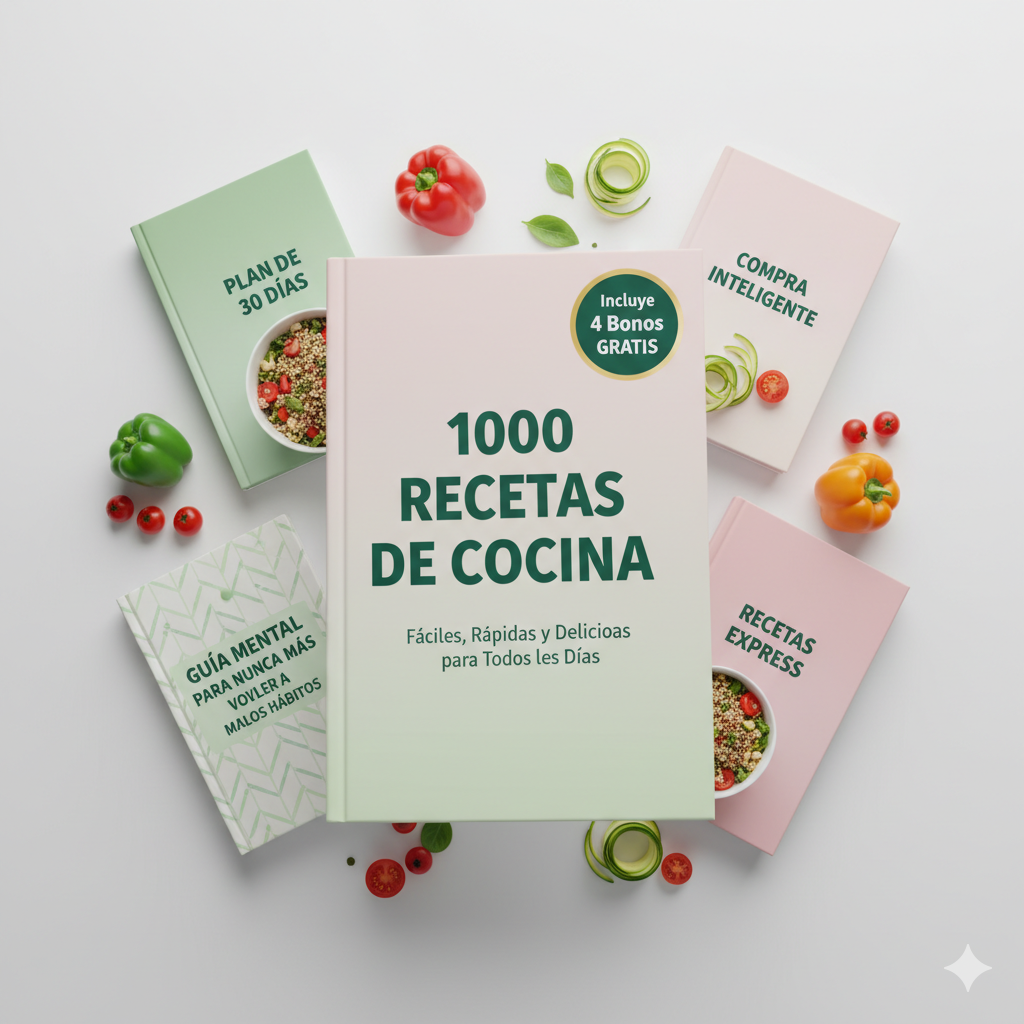 Nunca mas sin saber que cocinar:1000 recetas fáciles antiinflamatorias,sin gluten, sin azúcar + 4 bonos de regalo